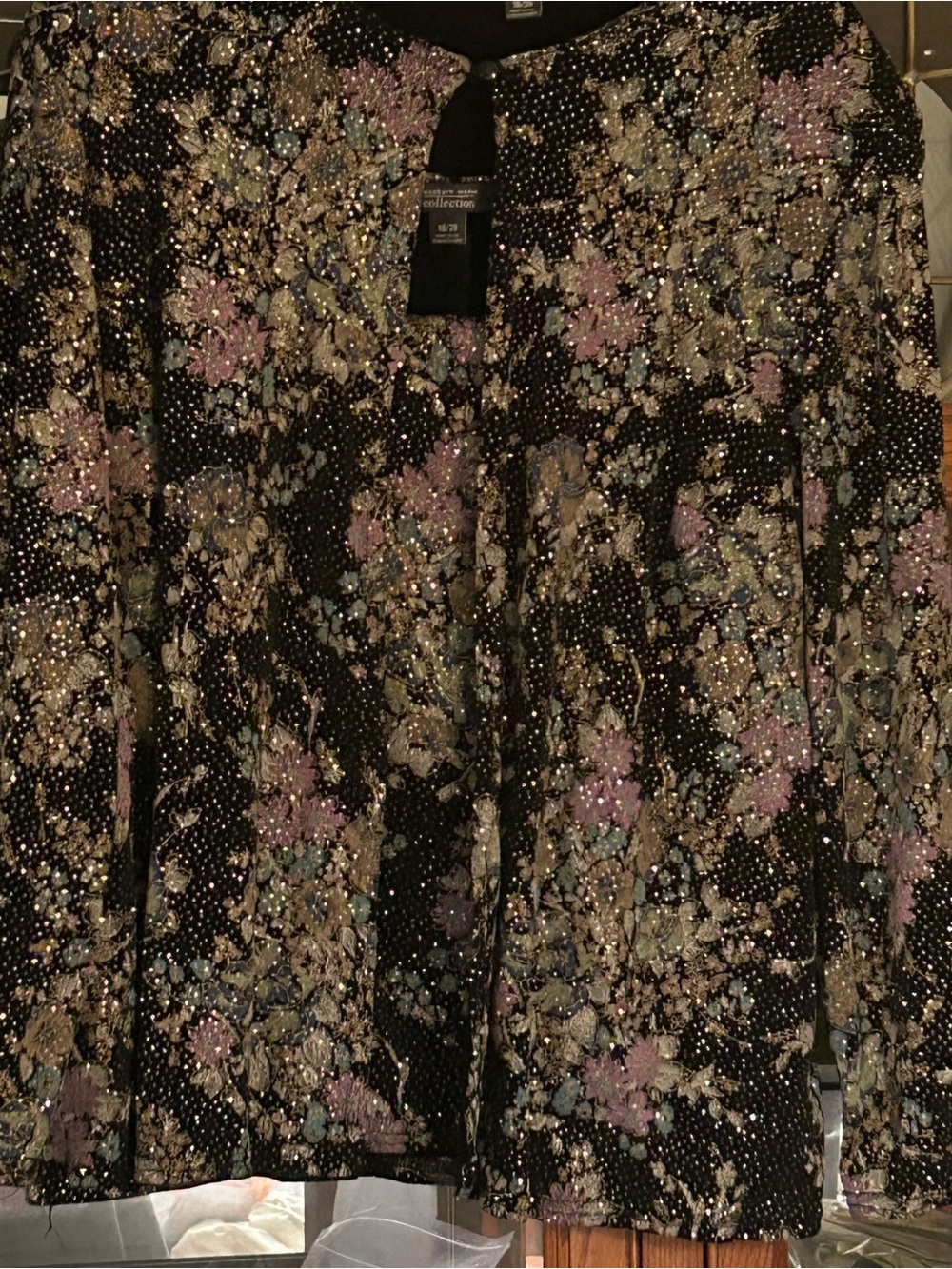 Sparkling Floral Sequin Top - Black with Pastel Florals